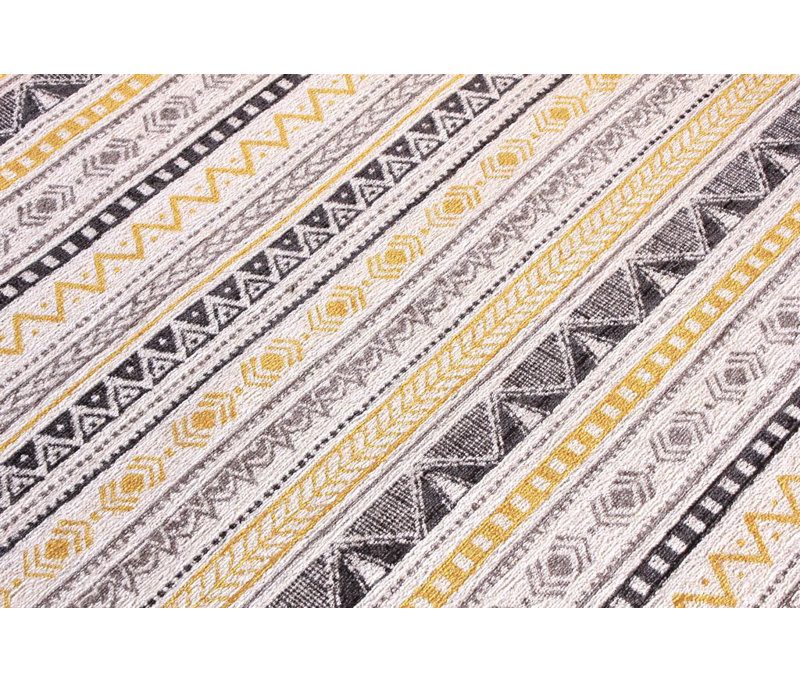 Alfa Rich Aztec Yellow Black Washable Cotton Area Rugs for Living Room Bedroom Kitchen Dining Rug, Rectangle 5'1" x 7'5"