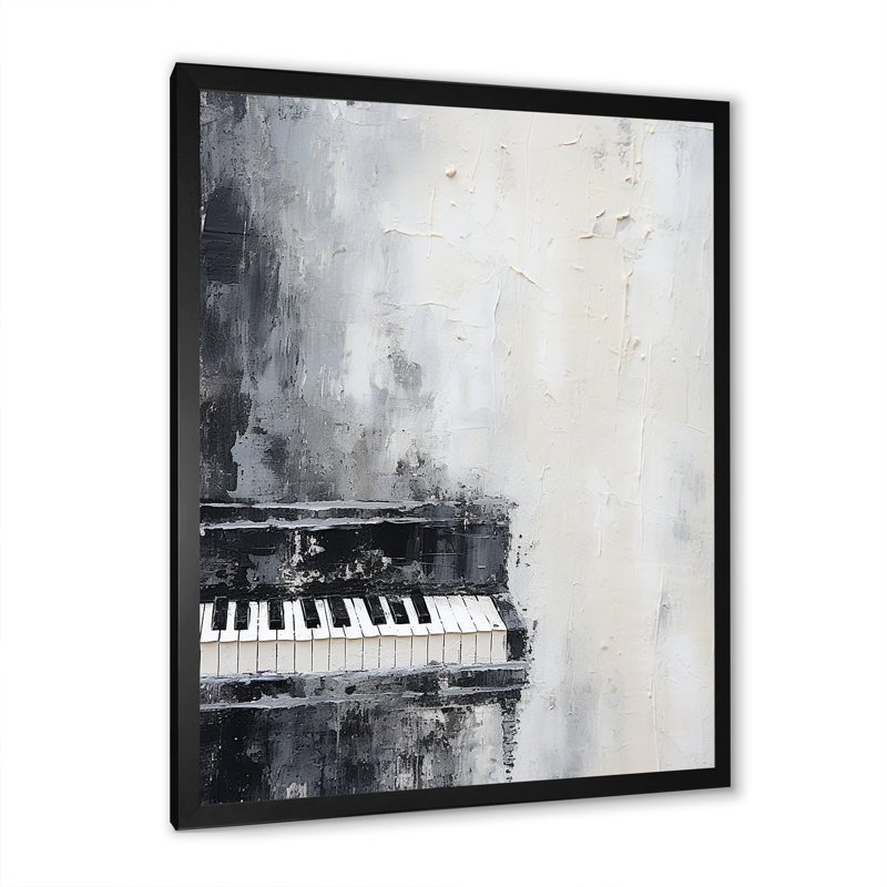 Minimalisme, piano, minuit, noir et blanc II, H 32 po x l 16 po x P 1 po, Cadre simple noir