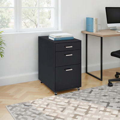 Beonka Handela 3-Drawer File Cabinet With Casters, High Gloss by Wade Logan