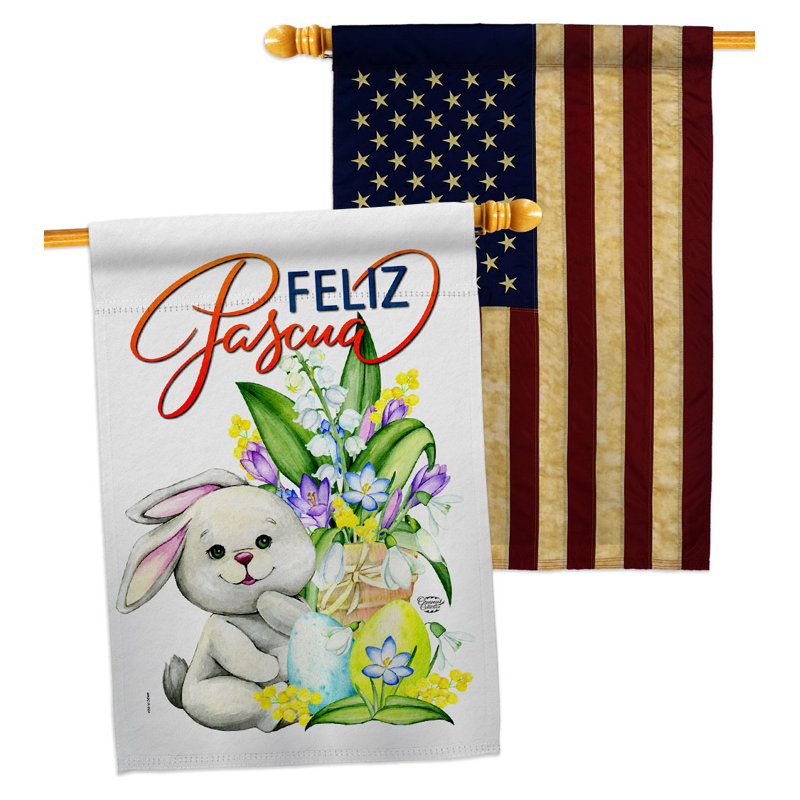 Drapeau de maison en lapin de Pâques 2 pi 3 pi x 2 pi 3 pi Polyester