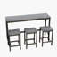 Table de salle à manger de cuisine moderne, table de pub, ensemble de table de salle à manger longue avec 3 tabourets, assemblage facile, gris-3972337-3972338