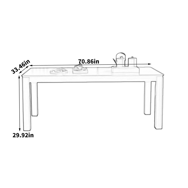 Table de salle à manger simple et rétro, H 29,92 po x L 70,86 po x l 33,46 po