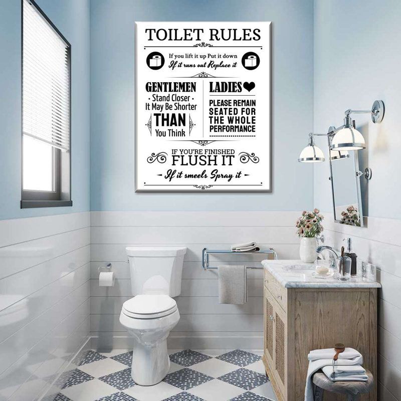 " Coed Bathroom Rules Canvas Print " by HomeyNotes Studio, 15" H x 12" W x 1.25" D