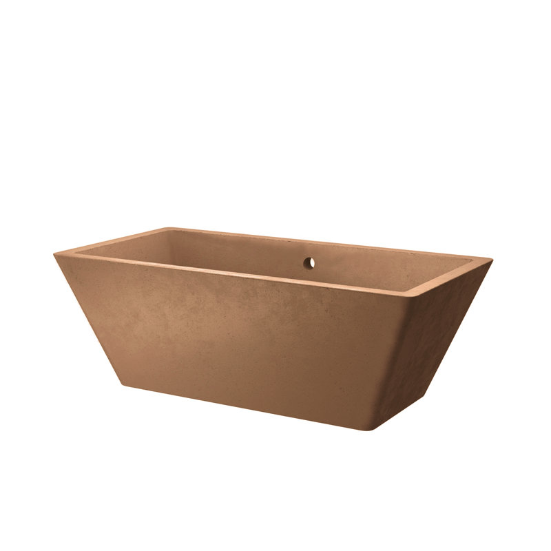 Mendocino NativeStone Concrete 66" x 34" Freestanding Soaking Bathtub, Terracotta