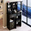 Table de coiffeuse 29,2 po avec tabouret rembourré, très grand miroir coulissant à droite, rangement multicouche, idéal pour les petites chambres, style américain, style noir