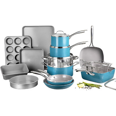 Batterie de cuisine en cuivre et céramique antiadhésive de 20 pièces avec plats de cuisson Gotham Steel Original