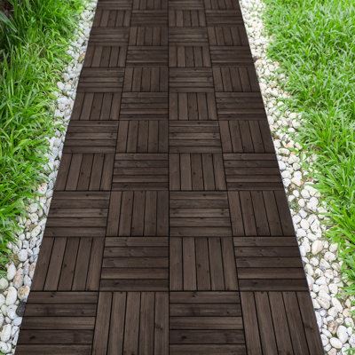 12" x 12" Fir Wood Interlocking Deck Tile