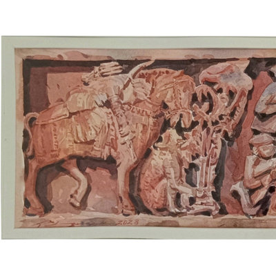La guerre - Peinture de sculpture | Aquarelle sur papier | Par Mainak Bhowmick