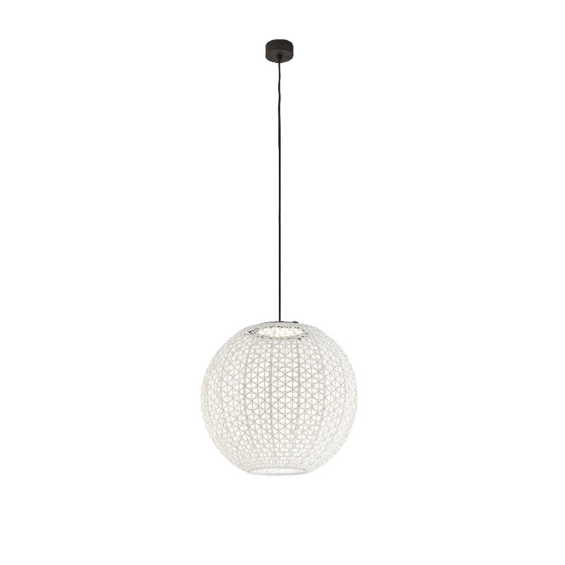 Nans Globe LED Pendant in Graphite Brown with Beige Shade
