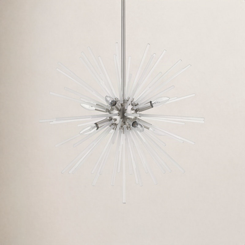 Ryzen 6 - Light Dimmable Sphere Chandelier, 25.75" H x 25.75" W x 25.75" D, Brushed Nickel
