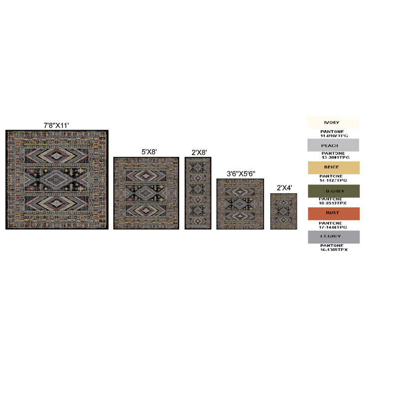 Tapis gris / brun clair Jovane Southwestern, Rectangle de 5 pi x 8 pi