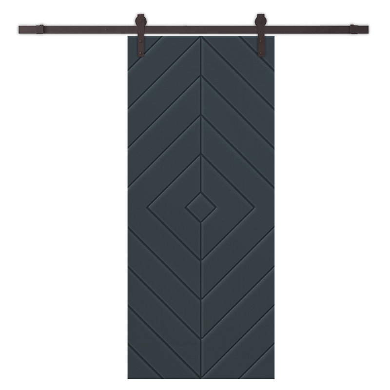 Porte de grange en bois et métal avec quincaillerie d'installation, H 84 po x l 24 po, gris