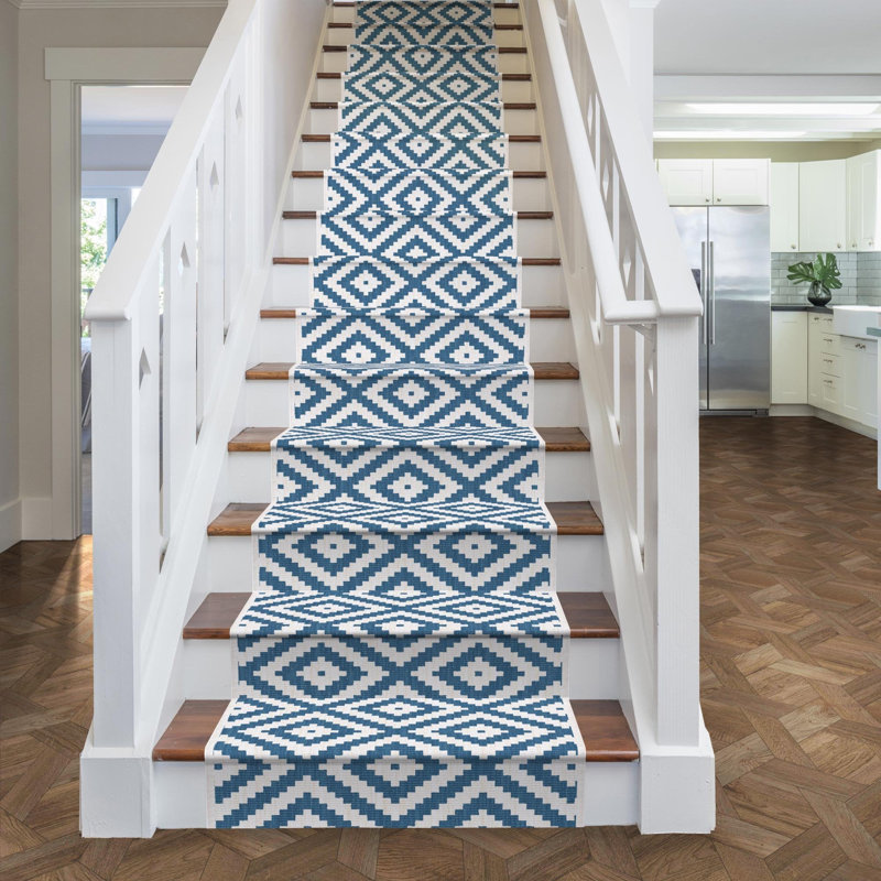 Stair Runner Geometric Flatweave Area Rug, Runner 70 x 450 cm