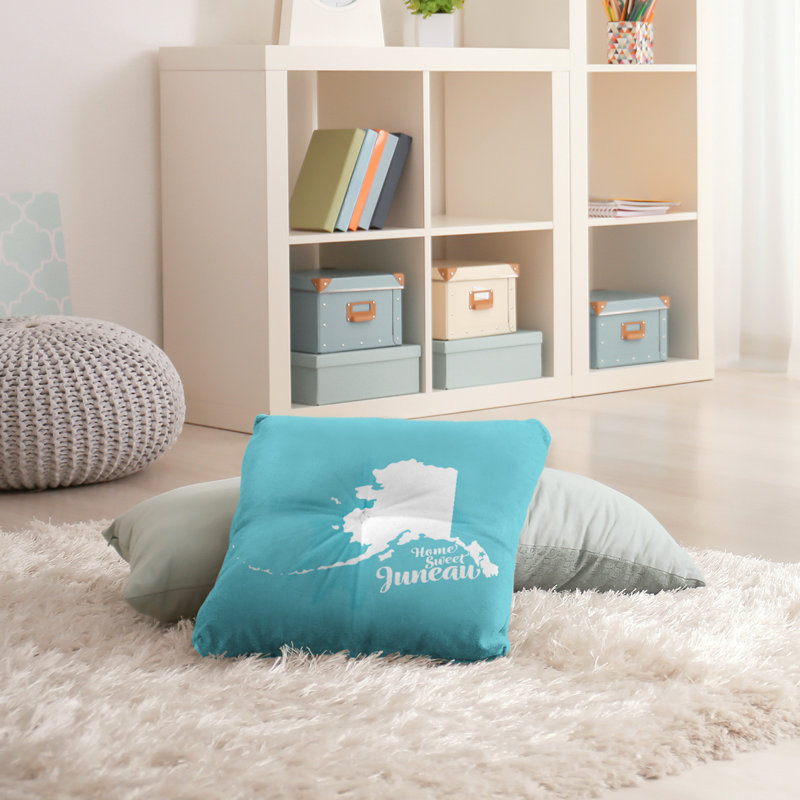 Reversible Throw Pillow, 30" H x 30" W, Juneau/Alaska, Teal