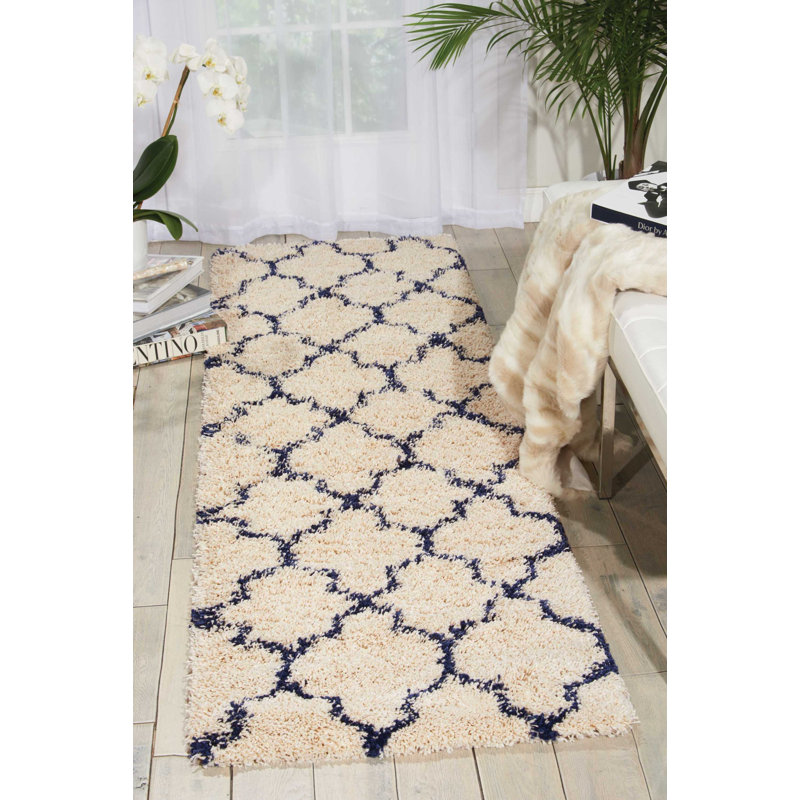 Tapis ivoire à poils longs Sigrid, Tapis de couloir 2 pi 2 po x 7 pi 6 po