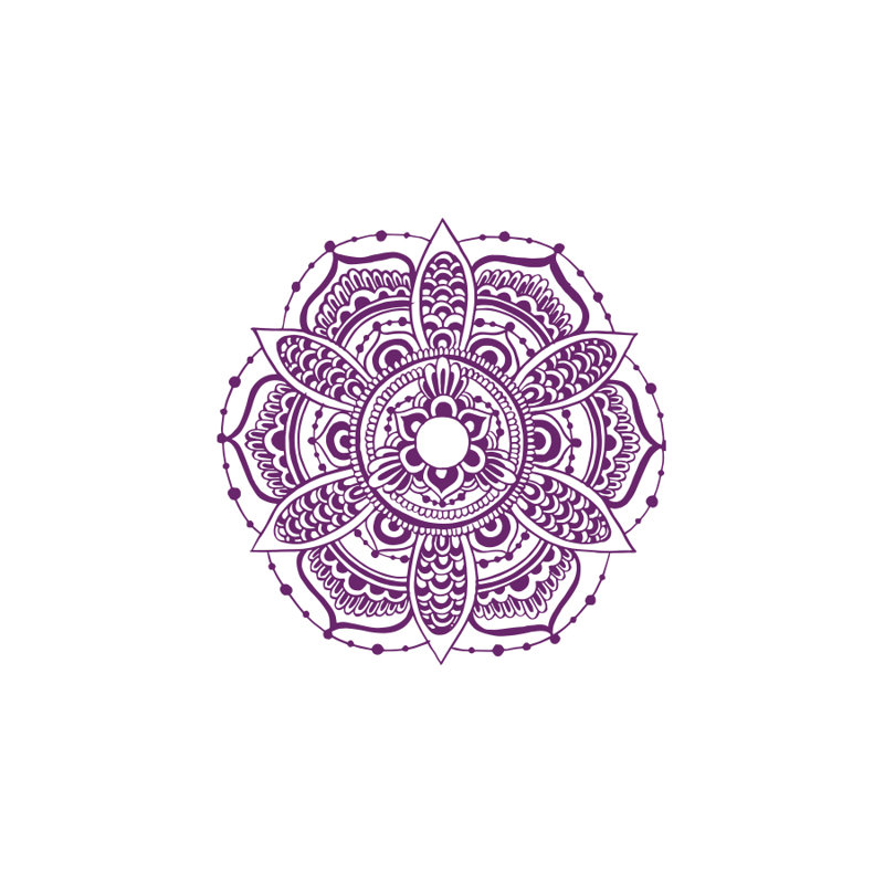 Décalcomanie murale yoga de chambre en vinyle mandala studio, Violet