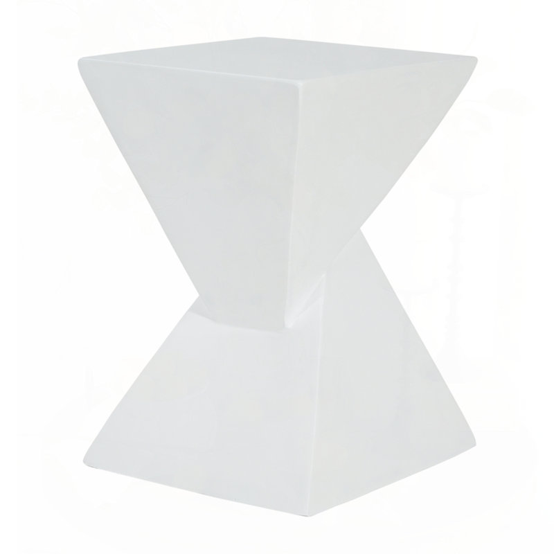 All Weather MGO X Design Side Table - Stylish White Indoor Outdoor Table For Home, Garden, Balcony, 18 Inches Height, 12.5 Inches Square Base