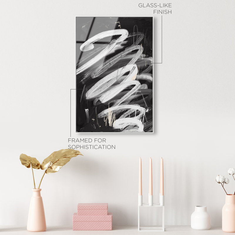 Monochromatic 2 High-Gloss Frameless Acrylic Glass Wall Art Abstract Print by Oliver Gal, Ready to Hang, 10 x 15, 16"H x 11"W