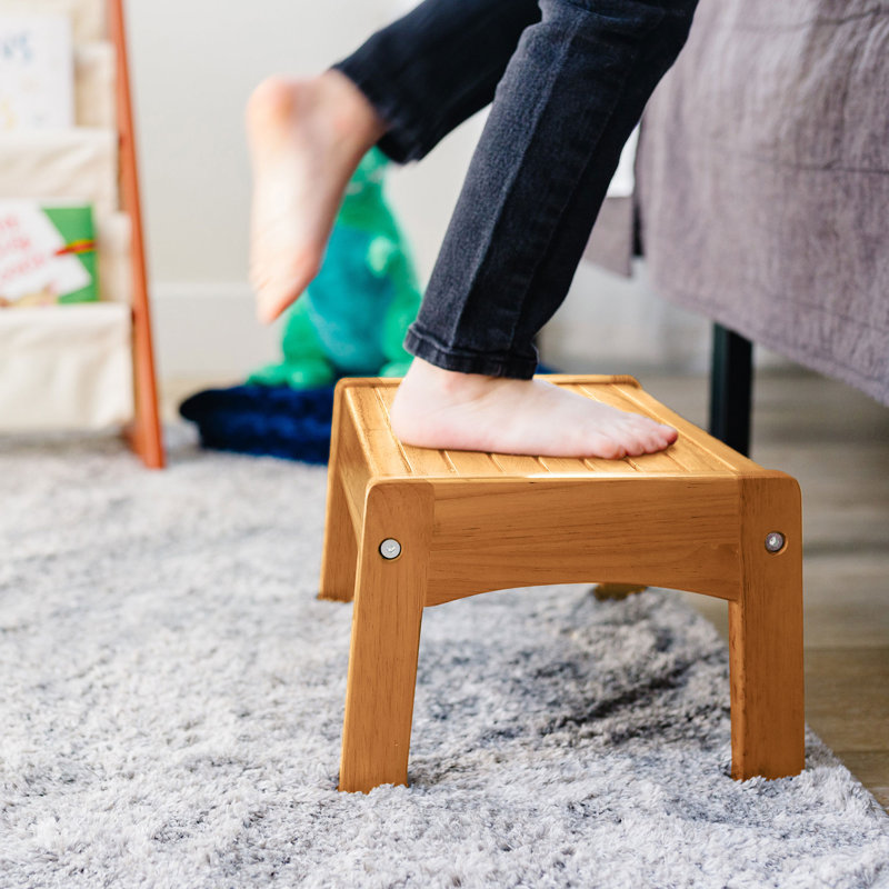 Wildkin Wooden Slatted Step Stool for Adults & Kids – Skid-Proof, 14 x 9.5 x 7 in, Durable for Bathroom & Kitchen Use, Holds Up to 150 lbs - Oak Finish