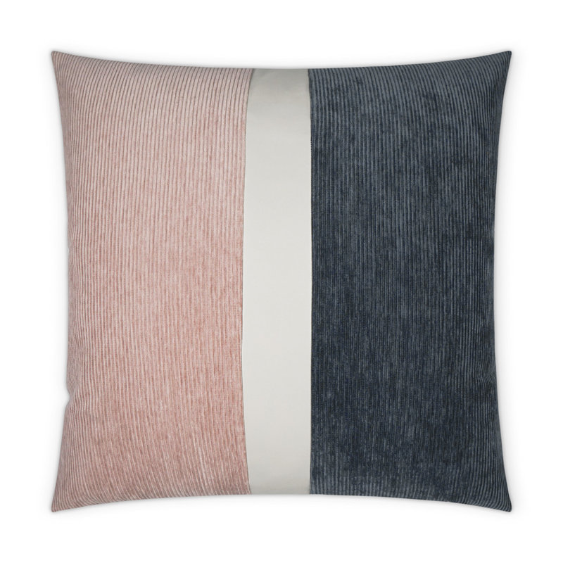 Coussin décoratif Ridge Band, Rosé / cadet, Carré 24 po