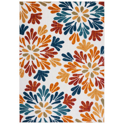 Fuhr Floral Orange/Beige/Blue Indoor / Outdoor Area