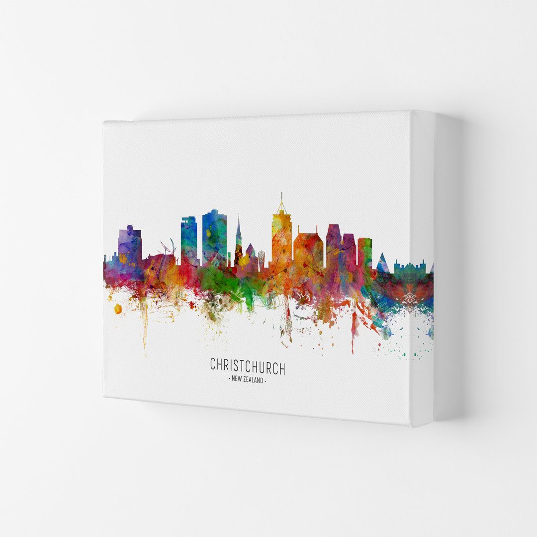 Christchurch New Zealand Skyline by Michael Tompsett - Graphic Art