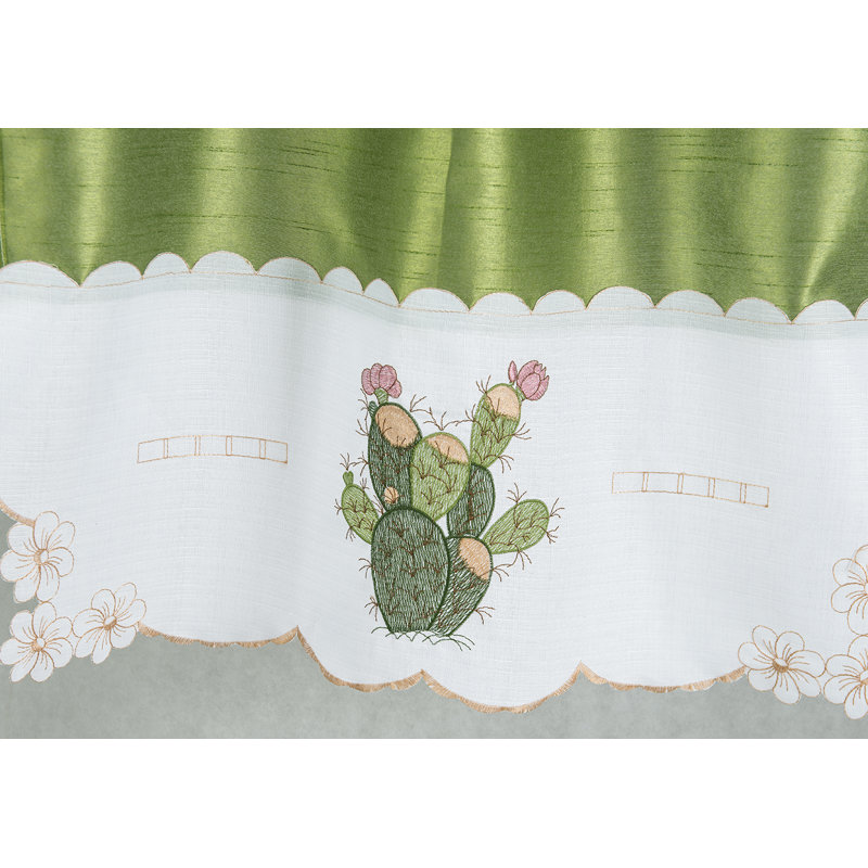 Ensemble de rideau de cuisine brodé Cactus
