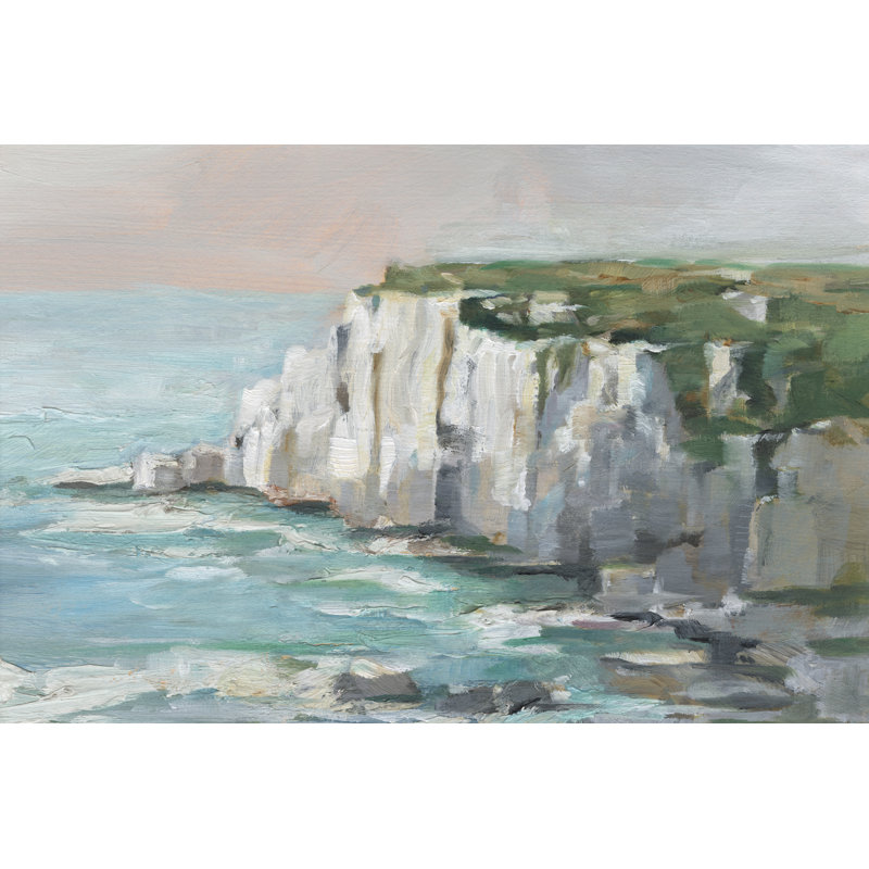 White Sea Cliffs II by Ethan Harper - Wrapped Canvas Painting, 20cm H x 30cm W