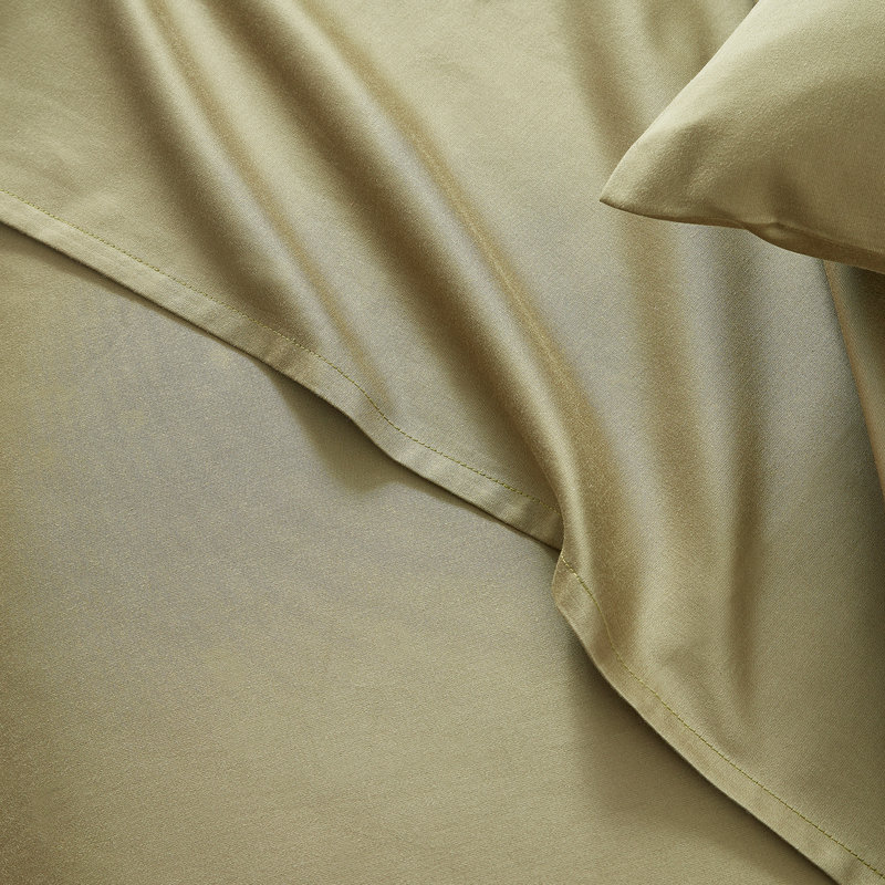 Ensemble de draps pour chambre d'amis 4 pièces 100% coton, Ensemble de draps pour grand lit + un drap-housse , Vert olive