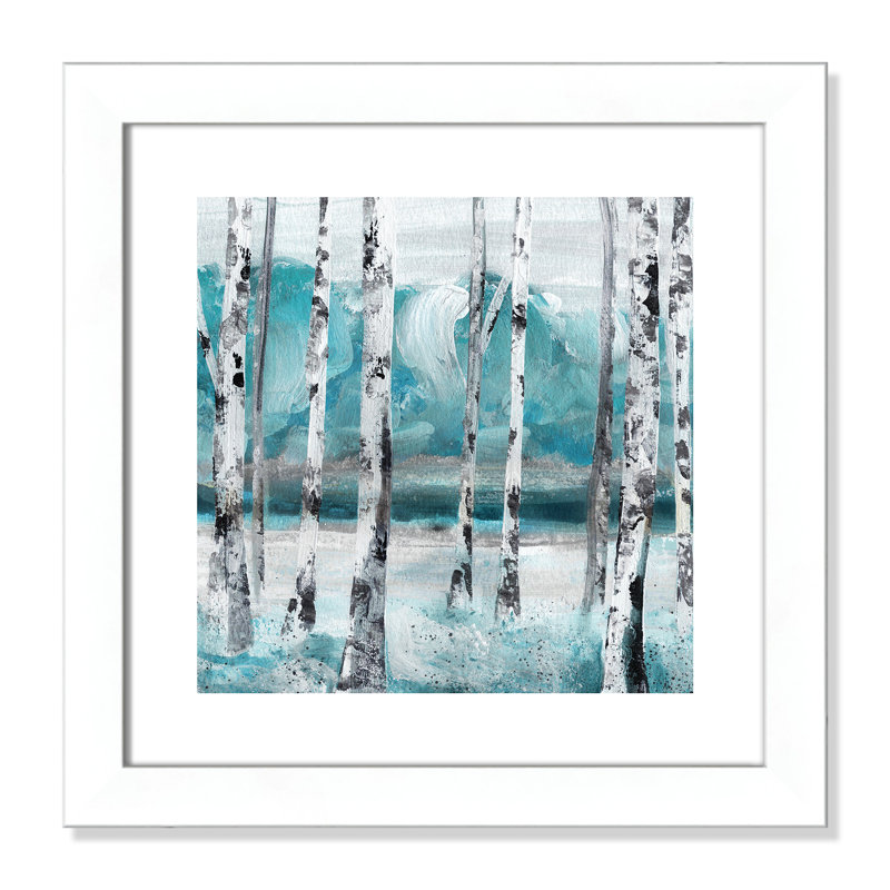 Aqua Birch - peinture encadrée, Cadre blanc, H 18,5 po x l 18,5 po x P 1,25 po