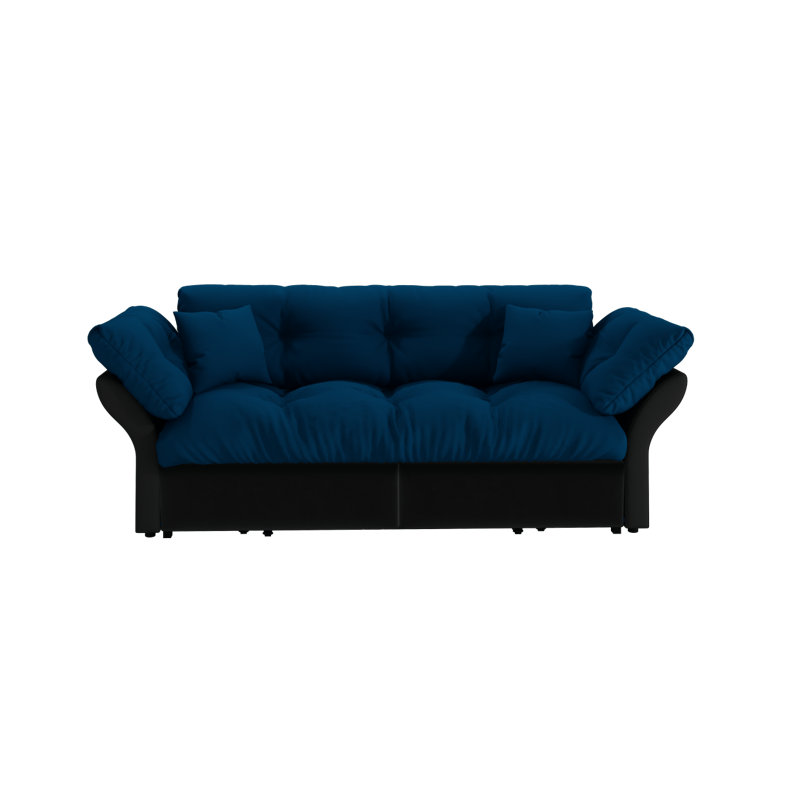 Canapé-lit escamotable, canapé-lit capitonné convertible 3-en-1, Velours bleu