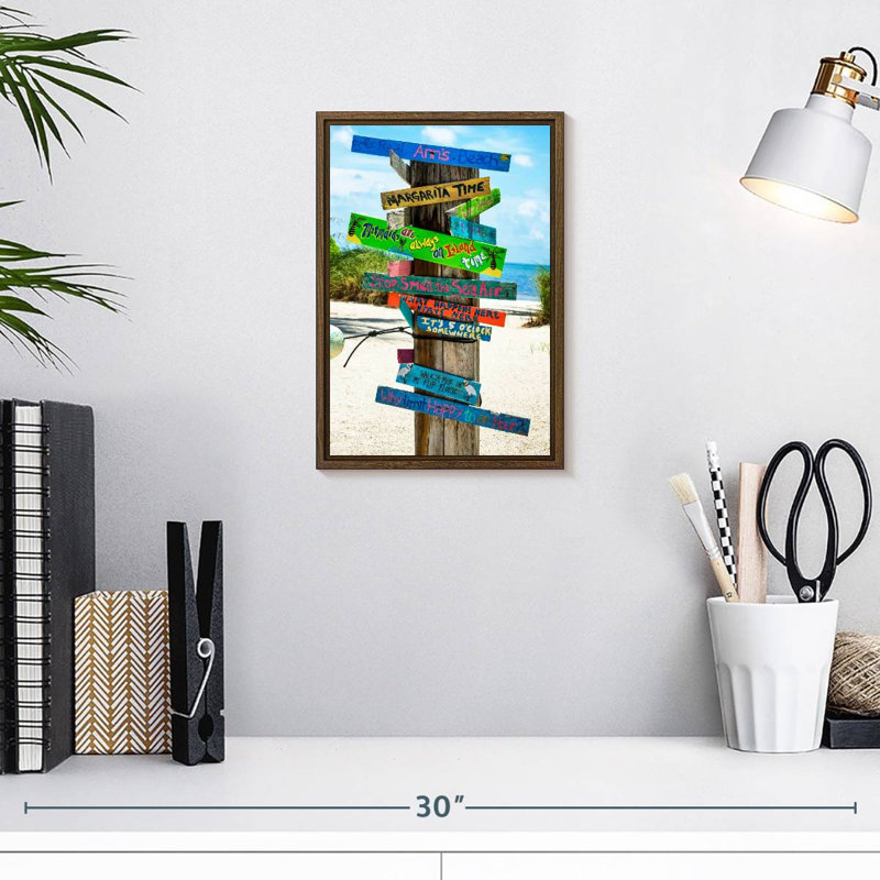 Panneaux de plage, 9 po x 13 po, Cadre flottant noyer