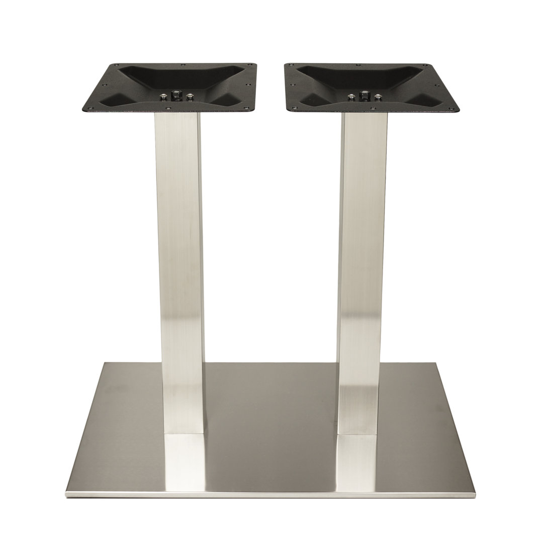 Elite Brushed Stainless 16x30" Rectangular Outdoor Dining Height Table Base Double Column BFM Seating