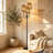 Karryn 65" 3-Light Tree Floor Lamp - Hemp String Shade - Black Metal