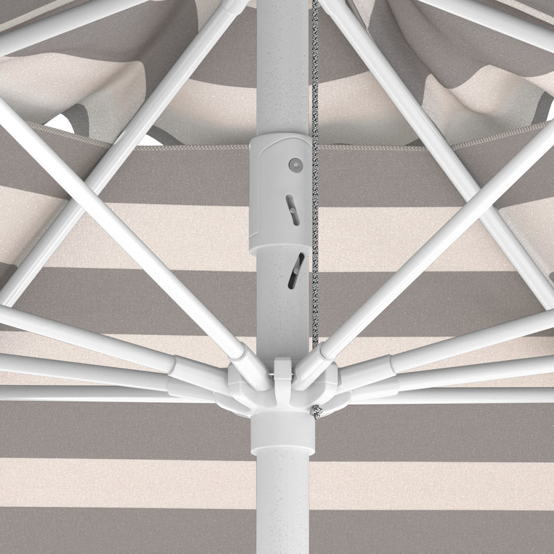 Parasol en aluminium 9 po, Gris, blanc / rayé