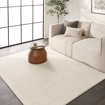 Vibe By Orren Ellis Withe Performance Striped Cream/Grey Area Rug