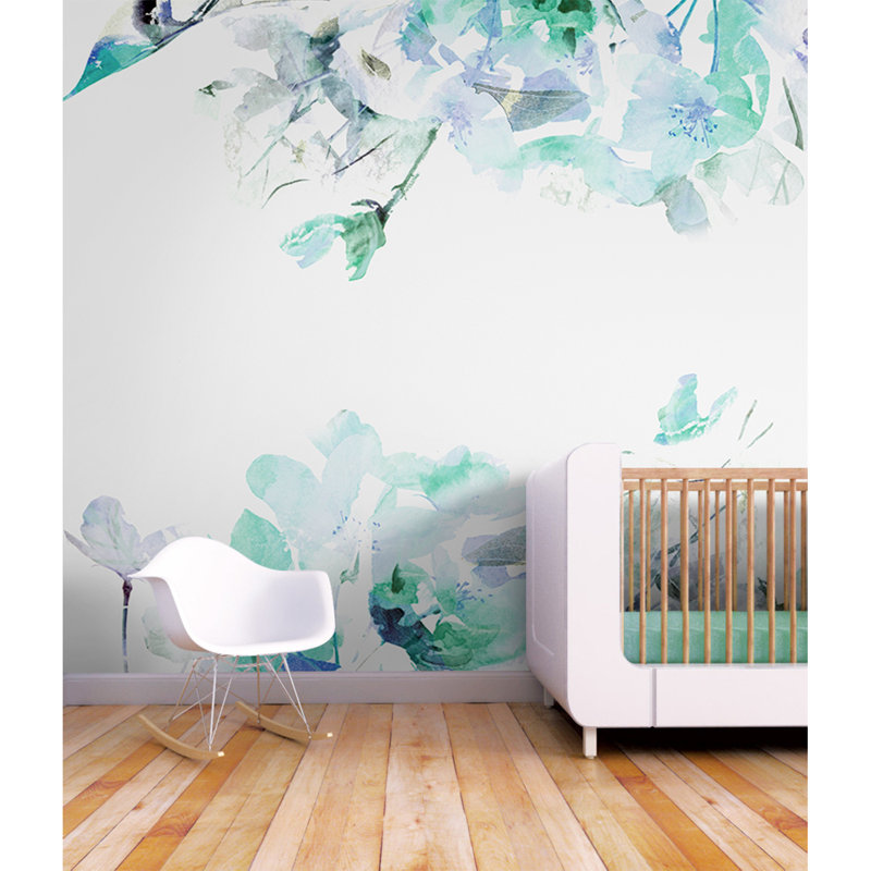 Janine 1.04m x 70cm Matte Wall Mural, Blue, 312 x 219cm