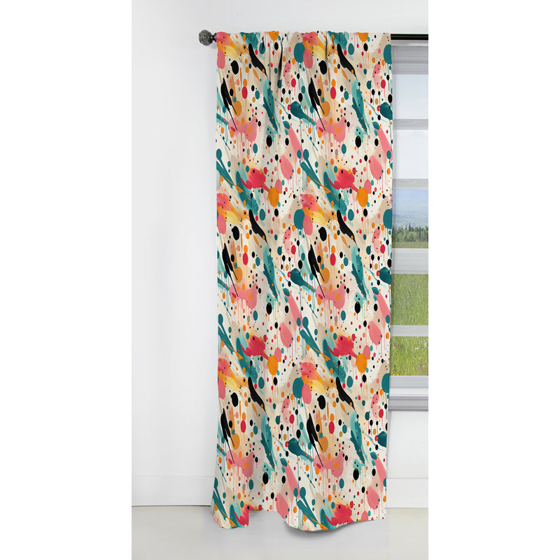 Motif de pois multicolores Dance I - rideau abstrait - rideau occultant - 1 panneaux, L 52 po x L 84 po