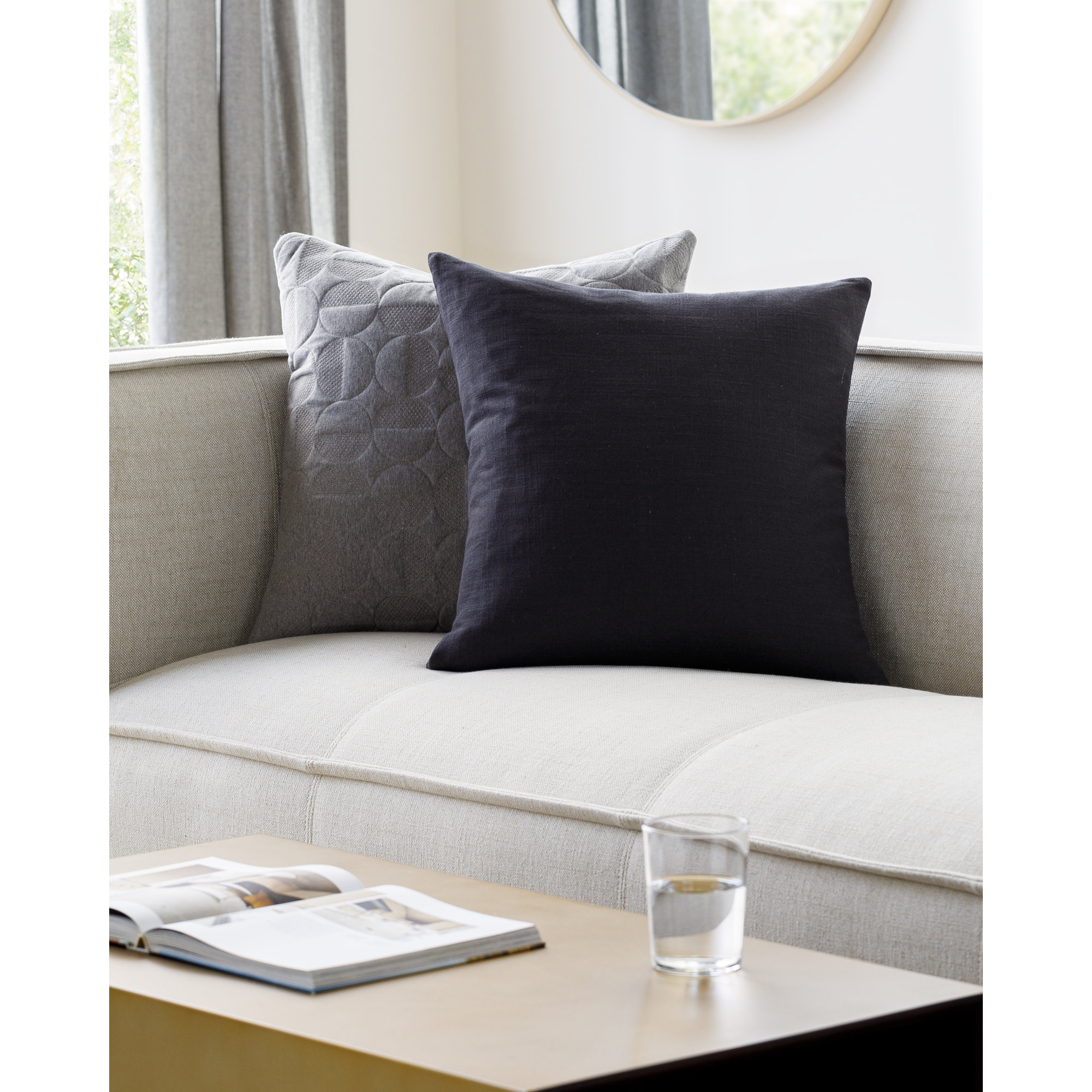 Natalia Cotton Throw Pillow, Black, Pillow Cover Only - No Insert