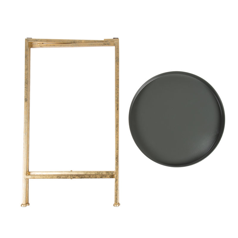Ekta Tray Top End Table, Gray, Gold