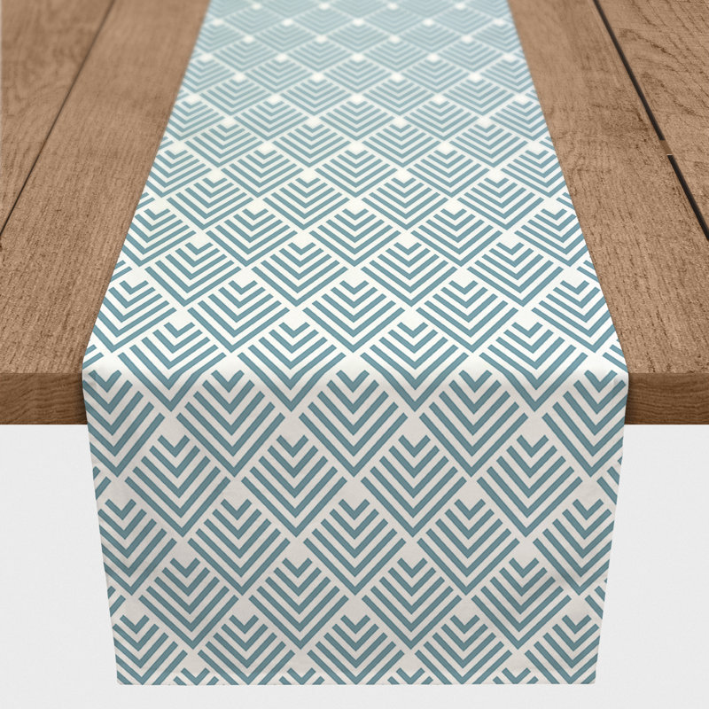 Geometric Arrows Outdoor Table Runner Geometric, 90" x 16", Light Blue