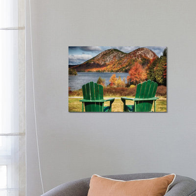 Two Adirondack Chars At Jordan Pond, Mt, Desert Island, Acadia National Park, Maine 1 Piece Wrapped Canvas Wall Art