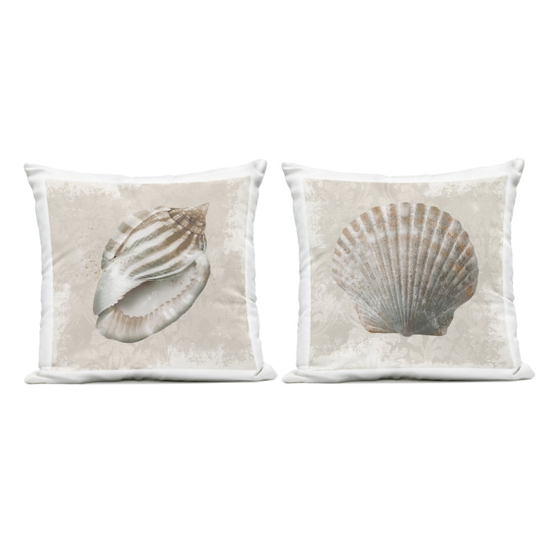 Ensemble de coussins 2 pièces Seashells Over Vintage Map, Conrad Knutsen