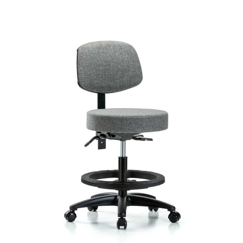 Sarah Backed Adjustable Height Ergonomic Lab Stool, Casters, Gray