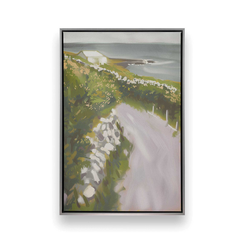 «Serene Pathway by the Sea I», reproduction sur toile, Encadrement argenté, H 8,75 po x l 12,75 po x P 1,75 po
