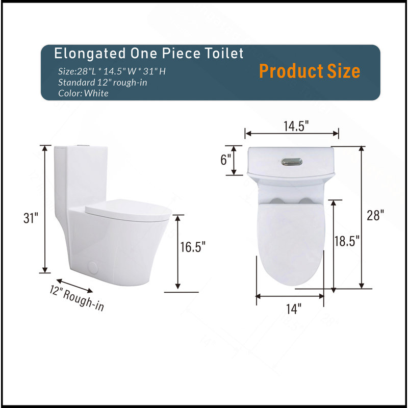 Toilette allongée une pièce - blanc
