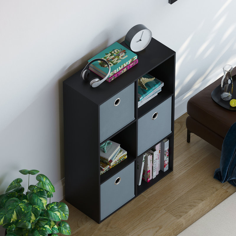 Herclides 96.5cm H x 64.5cm W Cube Bookcase, Black