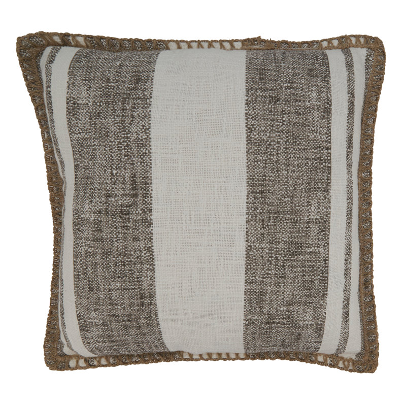 Aziza Collection Striped Cotton Throw Pillow, Gray, Polyester/Polyfill