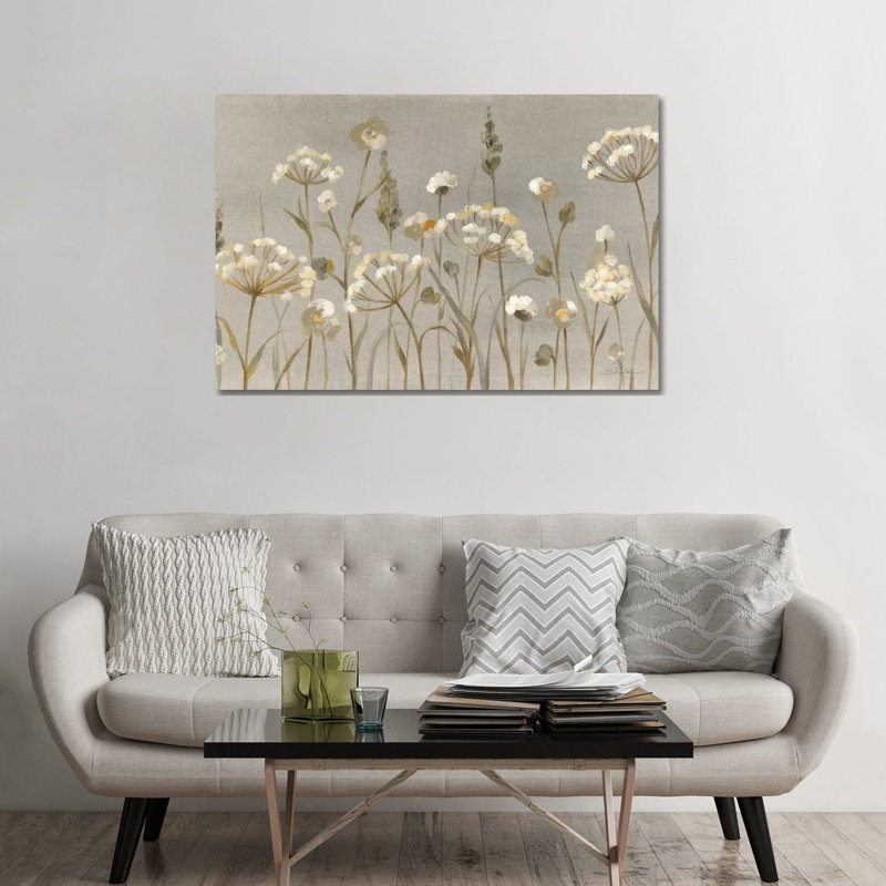 «Delicate Garden Neutral» par Silvia Vassileva - impression, Toile tendue, H 32 po x l 48 po x P 1,5 po, Aucun mat