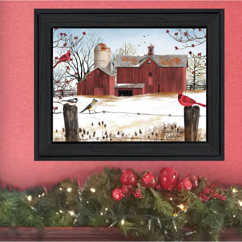«Winter Friends», art mural encadré pour le salon et la maison par Billy Jacobs, Cadre noir